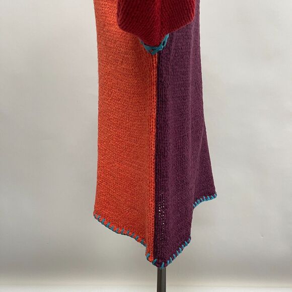 Jennifer Jenny George Sketchbook Ribbon Sweater Size 2X Red Orange Purple Blue - Picture 4 of 10